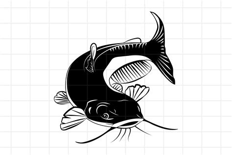 Catfish Clipart Illustration Svg File Catfish Angling Etsy Fishing My