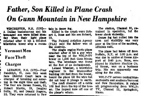 Father Son Killed In Plane Crash On Gunn Mountain In New Hampshire