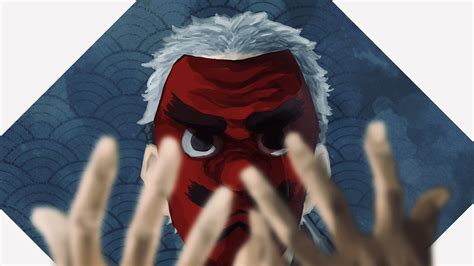 Demon Slayer Sakonji Urokodaki With Red Face With Background Of White