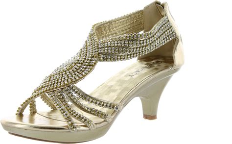 Delicacy Womens Angel 37 Strappy Rhinestone Dress Sandal Low Heel Shoes Gold 11