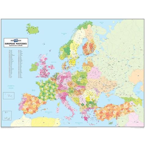 Europe Postcode Wall Map Laminated