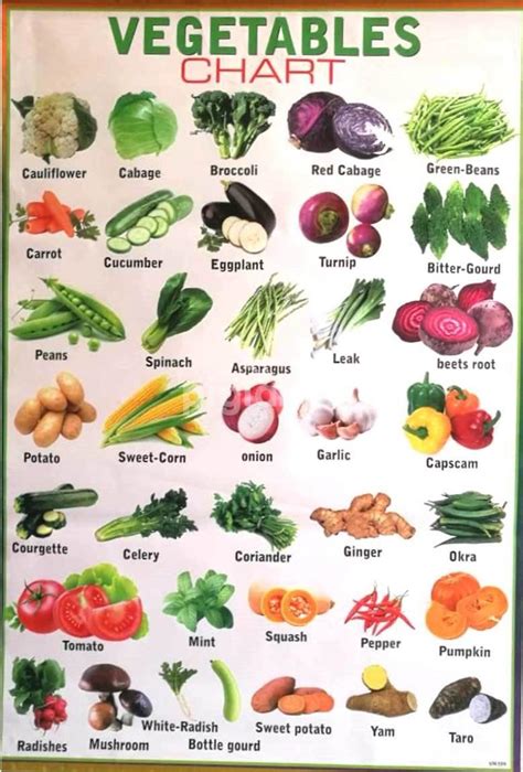 Types Of Vegetables Chart Alphabet In Mombasa Island Pigiame