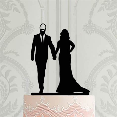 Personalised Wedding Cake Topper Bride And Groom With Beard Etsy