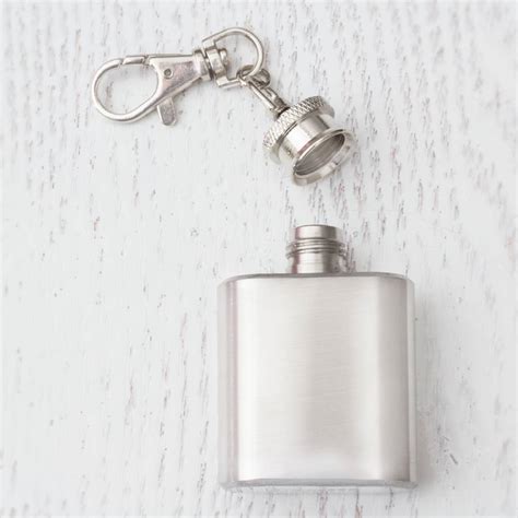 Stainless Steel Personalised 1oz Hip Flask Keyring By Bloom Boutique