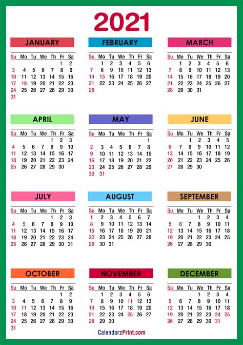 Printable 2021 Calendar With Holidays Free Letter Templates Pelajaran