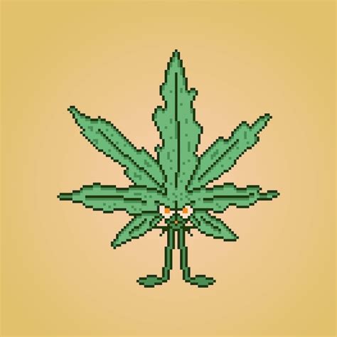 Premium Vector A Cannabis Weed With Pixel Art Style Premium Vector