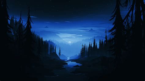 Download Wallpaper X Dark Night River Forest Minimal Art Dual Wide X