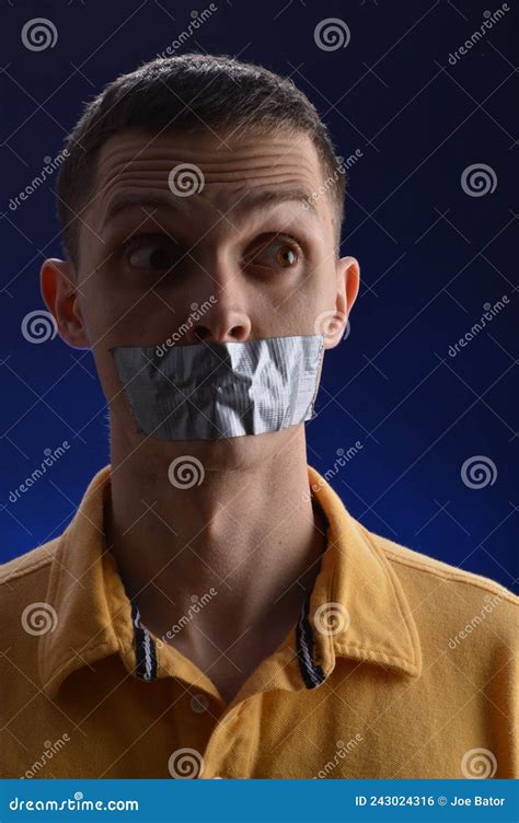 Man With Mouth Taped Shut Stock Photo Image Of Portrait