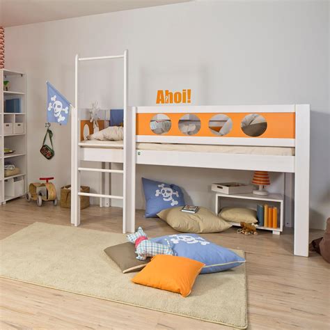 Ein bett für klein und groß. Pirat halbhohes Bett DELUXE Debreuyn weiss - Füllungen ...