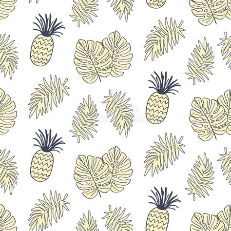 Tropical Leaves Seamless Pattern Modern Hand Drawn Nature Foliage And