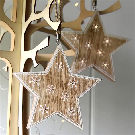 Wooden Star Light Hanging Decoration By Red Lilly