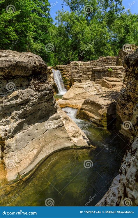 Okatse First Canyon And Small Kinchkha Waterfall In The Canyon Of The