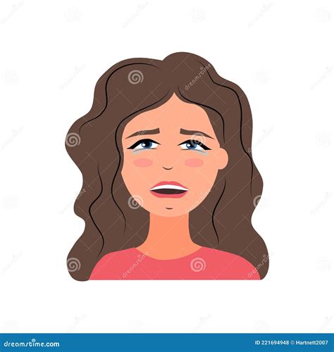 The Girl Is Upset And Crying Emotion Vector Illustration In A Flat