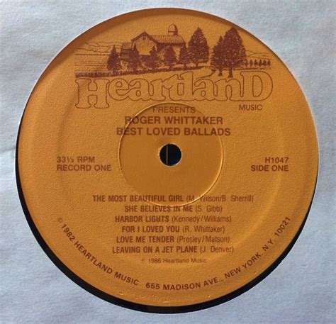 Roger Whittaker Best Loved Ballads 1986heartland Musicdouble Album