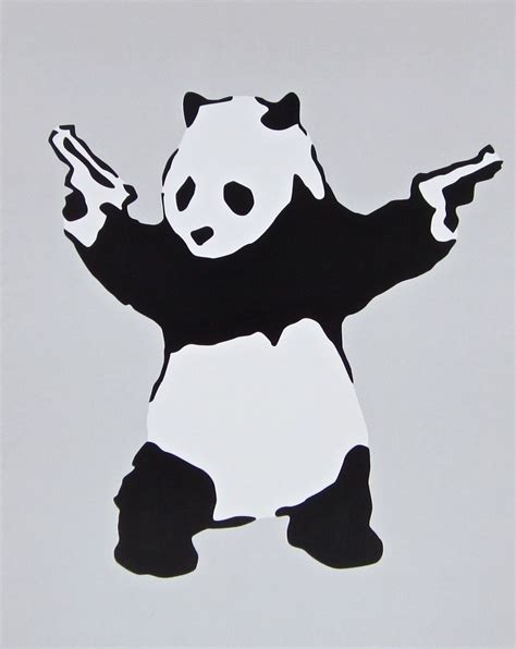 Panda With Guns Offset Lithograph Banksy Etsy