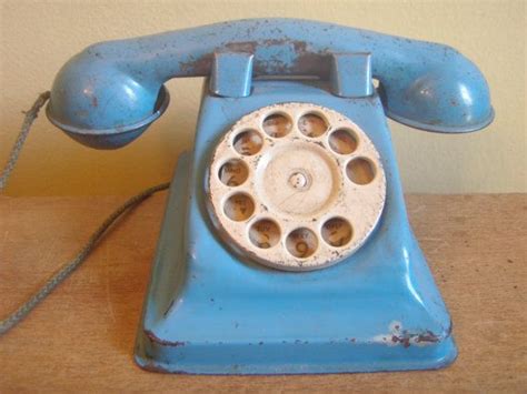Hello Cutie Blue Steel Toy Phone Dial O Phone Etsy Vintage Toys