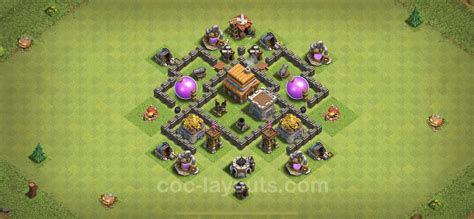 Best Unbeatable Base Th4 With Link Anti Air Town Hall Level 4 Anti