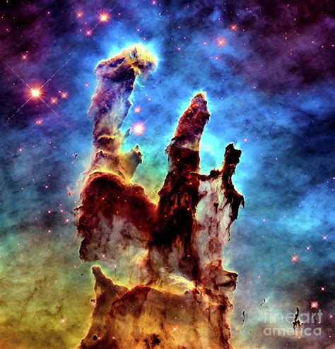 Eagle Nebula Pillars Of Creation In High Resolution Photograph By M G