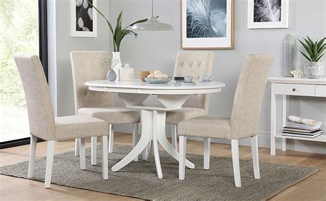 4.5 out of 5 stars. Hudson Round White Extending Dining Table with 4 Regent ...