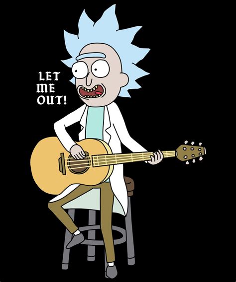 Let Me Out Tiny Rick With Guitar Sanchez Morty Transparent Etsy