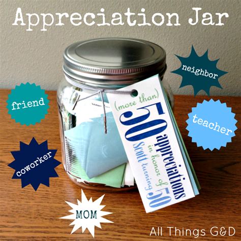 This year, show your manager you appreciate them on national boss day with these simple and fun ideas show your appreciation with this memorable and heartfelt gesture. Appreciation Jar Gift Idea - All Things G&D
