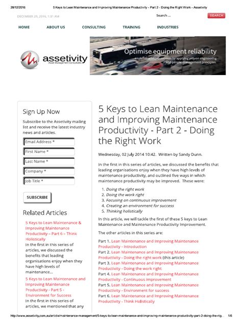5 Keys To Lean Maintenance And Improvin 2 Doing The Right Work