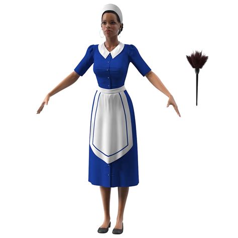 housekeeping maid t pose 3d model 169 3ds blend c4d fbx max ma lxo obj unitypackage