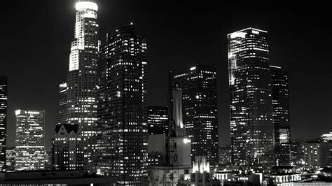 Download Black And White Cityscapes Buildings Los Angeles Wallpaper