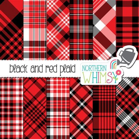 Red And Black Plaid Digital Paper Etsy Red And Black Plaid Red