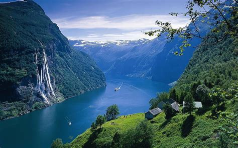 Hd Wallpaper Nature 1920x1200 Geiranger Fjord Waterfall Norway