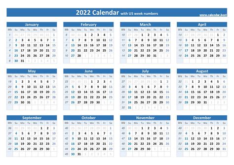 Week Numbers For 2022 List And Calendar Calendarbest