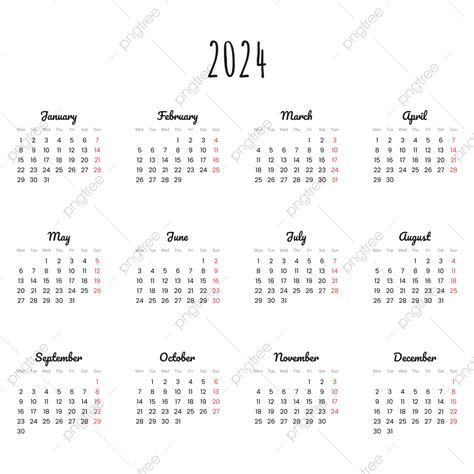 2024 Calendar With Minimalist Style 2024 2024 Calendar Kalender 2024