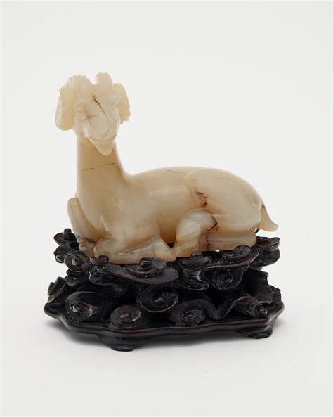 Bonhams A Pale Celadon Jade Reclining Ram Qing Dynasty To Republic Period