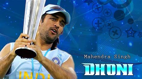 Ms Dhoni With Trophy Blue Background Hd Dhoni Wallpapers Hd