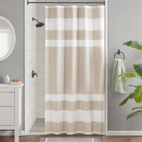 Madison Park Spa Waffle Shower Curtain Pieced Solid Microfiber Fabric