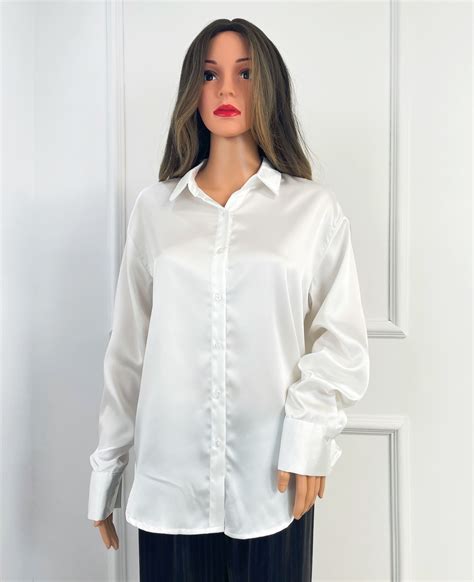 White Satin Soft Shirts Women Fashion Blouse Long Sleeve Tops Etsy