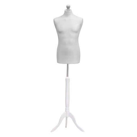 Buy White Male Tailors Dummy Mannequin With A White Wood Stand Online
