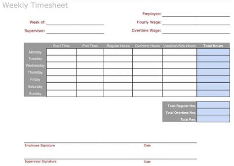 Weekly Time Sheet Free Printable Free Timesheet Template Printables