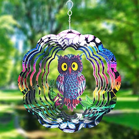Uphigher Wind Spinner Yard Art Garden Decor Owl Wind