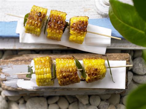 Corn Skewers With Bay Leaves Recipe Eat Smart Food Shows Food