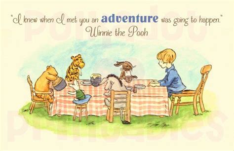 BLUE Text - Classic Winnie the Pooh 11x17 Baby Shower Gift - Instant