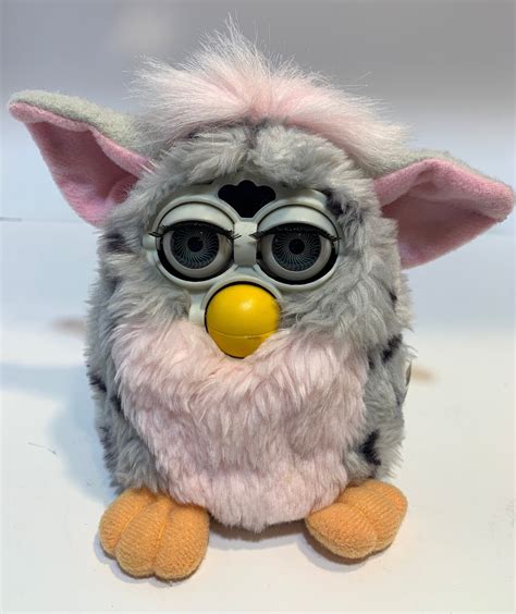 1998 Furby Gray Leopard With Pink Hair Offering Store