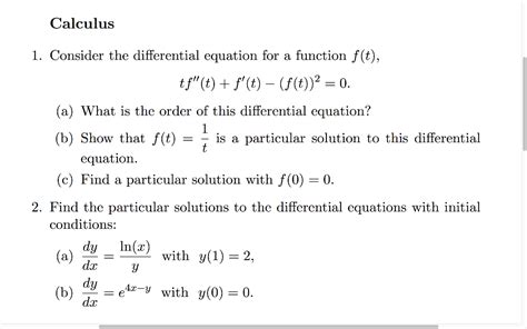 Solved Calculus 1 Consider The Differential Equation For A