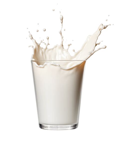 Glass Of Milk With Splash Isolated On Transparent Background Png
