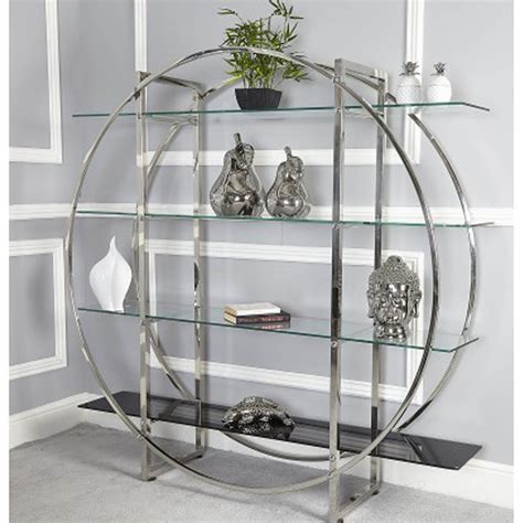 Logan Chrome Clear And Black Glass Display Unit Display Cabinets