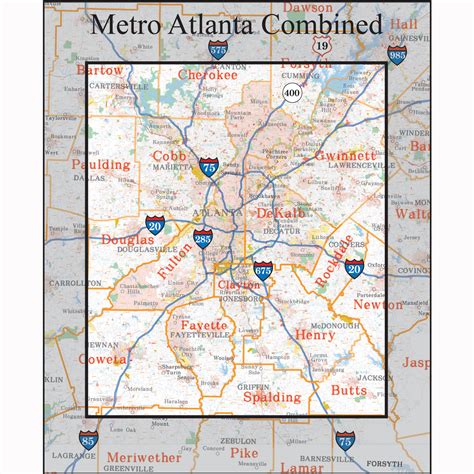 Atlanta Georgia Wall Maps And Zip Code Maps Aero Surveys Of Georgia