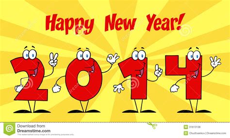 2014 New Year Numbers Cartoon Characters Stock Vector Illustration Of
