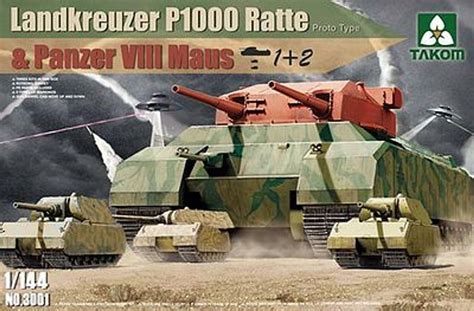 Wwii Landkreuzer P1000 Ratte Prototype Tank And Two Panzer Viii Maus