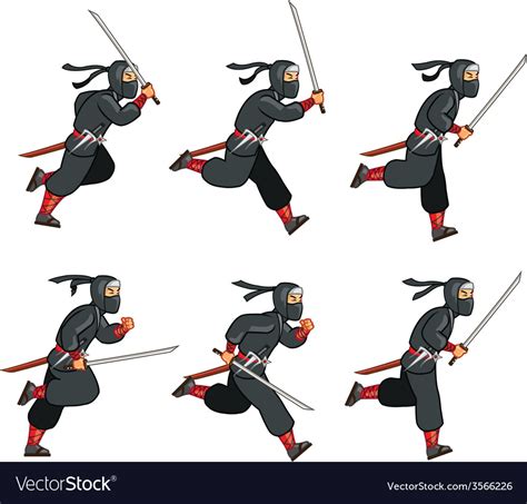 Ninja Running Game Sprite Royalty Free Vector Image