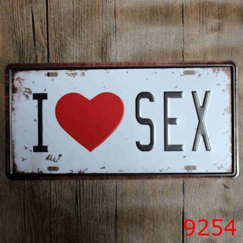 I Love Sex Decor Iron Wall Sticker American Style Tin Sign Metal